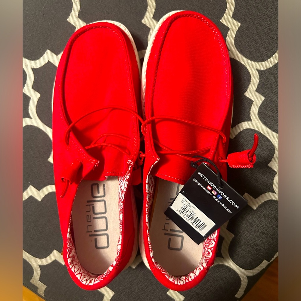 Hey Dude shoes; red; size 8